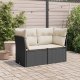 vidaXL Sofa ogrodowa z poduszkami, 2-osobowa, czarna, polirattan 2