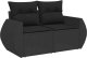 vidaXL Sofa ogrodowa z poduszkami, 2-osobowa, czarna, polirattan 2