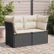 vidaXL Sofa ogrodowa z poduszkami, 2-osobowa, czarna, polirattan 1