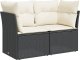 vidaXL Sofa ogrodowa z poduszkami, 2-osobowa, czarna, polirattan 1
