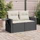 vidaXL Sofa ogrodowa z poduszkami, 2-osobowa, czarna, polirattan 1