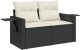 vidaXL Sofa ogrodowa z poduszkami, 2-osobowa, czarna, polirattan 1