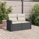 vidaXL Sofa ogrodowa z poduszkami, 2-osobowa, czarna, polirattan 2