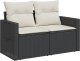 vidaXL Sofa ogrodowa z poduszkami, 2-osobowa, czarna, polirattan 3