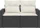 vidaXL Sofa ogrodowa z poduszkami, 2-osobowa, czarna, polirattan 4