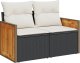vidaXL Sofa ogrodowa z poduszkami, 2-osobowa, czarna, polirattan 1
