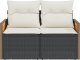 vidaXL Sofa ogrodowa z poduszkami, 2-osobowa, czarna, polirattan 3