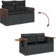 vidaXL Sofa ogrodowa z poduszkami, 2-osobowa, czarna, polirattan 8