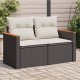 vidaXL Sofa ogrodowa z poduszkami, 2-osobowa, czarna, polirattan 1