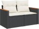 vidaXL Sofa ogrodowa z poduszkami, 2-osobowa, czarna, polirattan 1
