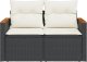 vidaXL Sofa ogrodowa z poduszkami, 2-osobowa, czarna, polirattan 3