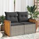 vidaXL Sofa ogrodowa z poduszkami, 2-osobowa, szara, polirattan 1