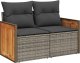 vidaXL Sofa ogrodowa z poduszkami, 2-osobowa, szara, polirattan 1