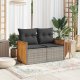 vidaXL Sofa ogrodowa z poduszkami, 2-osobowa, szara, polirattan 2