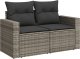 vidaXL Sofa ogrodowa z poduszkami, 2-osobowa, szara, polirattan 1