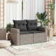 vidaXL Sofa ogrodowa z poduszkami, 2-osobowa, szara, polirattan 2