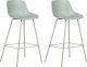 Beliani Zestaw 2 krzeseł barowych jasnozielony EMMET 1