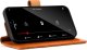 Surazo Skórzane etui na telefon RFID Wallet case - Nubuk Camel - TPU Czarne Apple iPhone 15 Plus 3