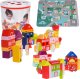 Jokomisiada Drewniane Klocki Miasto dla dzieci 3+ Puzzle Mata podłogowa + Sorter kształtów + Klocki 115 el. 1