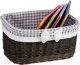 WickerPL Pojemnik wiklinowy kosz regałowy kosz łazienkowy szarzony obszyty 38x28 H20 cm 6