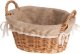 WickerPL Owalny Koszyk z Wikliny obszyty Jutą i Koronką z uchwytami 31x24 H16 cm 2