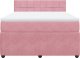 vidaXL Łóżko kontynentalne z materacem, różowe, 160x200 cm, aksamit 4