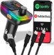 Transmiter FM XO Transmiter Bluetooth FM ładowarka samochodowa 25W czarna   Kabel 1