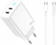 Ładowarka Jellico JELLICO ładowarka sieciowa EU19 GaN PD 40W 2xUSB-C Biały   Kabel 2x USB - C 1