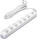 Aigostar  Francuski przedłużacz 6-gniazdowy z wyłącznikiem biało-szary 3m Francuski przedłużacz 6-gniazdowy z wyłącznikiem biało-szary 3m 1
