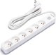 Aigostar  Francuski przedłużacz 6-gniazdowy z wyłącznikiem biało-szary 3m Francuski przedłużacz 6-gniazdowy z wyłącznikiem biało-szary 3m 1