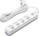 Aigostar  Francuski przedłużacz 4-gniazdowy z wyłącznikiem biało-szary 3m Francuski przedłużacz 4-gniazdowy z wyłącznikiem biało-szary 3m 1