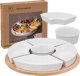 Secret de Gourmet Zestaw do przekąsek: 6 porcelanowych miseczek + bambusowa taca 8