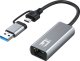Adapter USB LevelOne RJ-45 - USB-C + USB-A Srebrny  (USB-0423) 1