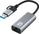 Adapter USB LevelOne RJ-45 - USB-C + USB-A Srebrny  (USB-0423) 2