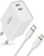 Ładowarka Tech-Protect TECH-PROTECT C35W 2-PORT NETWORK CHARGER PD35W + LIGHTNING CABLE WHITE 2