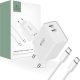 Ładowarka Tech-Protect TECH-PROTECT C35W 2-PORT NETWORK CHARGER PD35W + TYPE-C CABLE WHITE 1