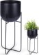 Vilde Osłonka na doniczkę na stojaku metalowa czarna 16,5x42 cm 1