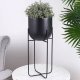 Vilde Osłonka na doniczkę na stojaku metalowa czarna 16,5x42 cm 2