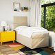 vidaXL Łóżko kontynentalne z materacem, kremowe, tkanina, 80x200 cm 3