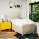 vidaXL Łóżko kontynentalne z materacem, kremowe, tkanina, 80x200 cm 3