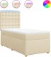 vidaXL Łóżko kontynentalne z materacem, kremowe, tkanina, 80x200 cm 2