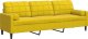 vidaXL vidaXL 3-osobowa sofa z poduszkami, żółta, 210 cm, aksamit 2