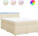 vidaXL vidaXL Łóżko kontynentalne z materacem, kremowe, tkanina, 160x200 cm 2