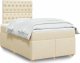 vidaXL Łóżko kontynentalne z materacem, kremowe, tkanina, 120x200 cm 1