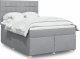 vidaXL Łóżko kontynentalne z materacem, jasnoszare, tkanina, 140x190cm 1