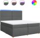 vidaXL vidaXL Łóżko kontynentalne z materacem, ciemnoszara tkanina 200x200 cm 2