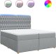 vidaXL vidaXL Łóżko kontynentalne z materacem, jasnoszare, tkanina 200x200 cm 2