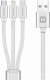 Kabel USB Swissten USB-A - USB-C + micro-B + Lightning 1.2 m Srebrny (SV0153259010) 1