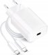 Ładowarka ForCell FORCELL F-ENERGY TFK-TC-25WPD ładowarka sieciowa Typ C + kabel Typ C do Typ C PD Q.C 3A 25W biała 1