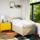 vidaXL Łóżko kontynentalne z materacem, kremowe, tkanina, 90x200 cm 4